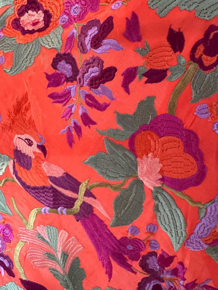 Mantón seda Valentina coral