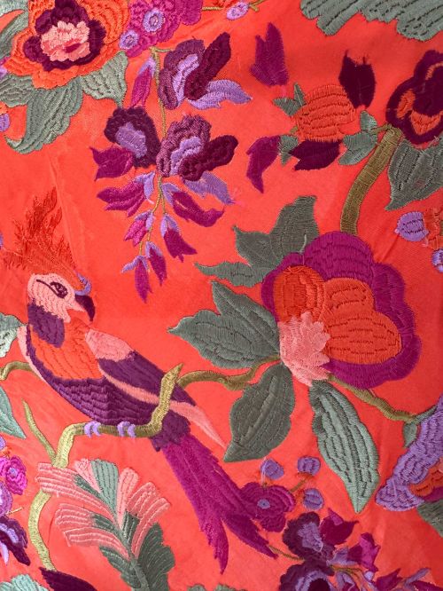 Mantón seda Valentina coral