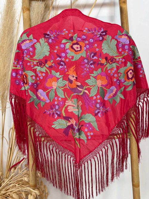 Mantón seda Valentina rojo