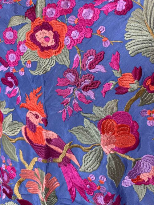 Mantón seda Valentina azul pavo