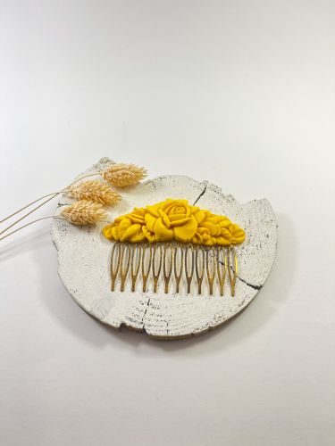 Peinecillo resina ovalado rosa grande amarillo