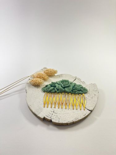 Peinecillo resina ovalado rosa grande verde menta