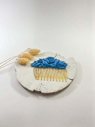 Peinecillo resina ovalado rosa grande azul petróleo