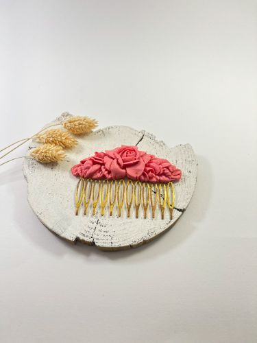 Peinecillo resina ovalado rosa grande rosa chicle