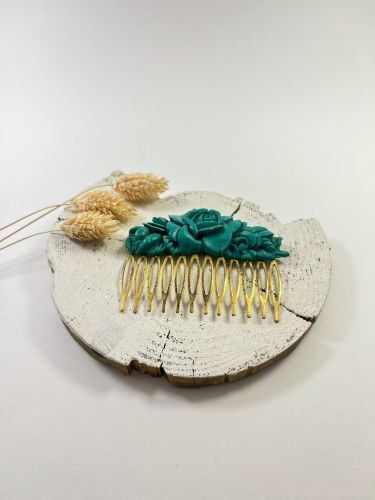 Peinecillo resina ovalado rosa grande agua marina