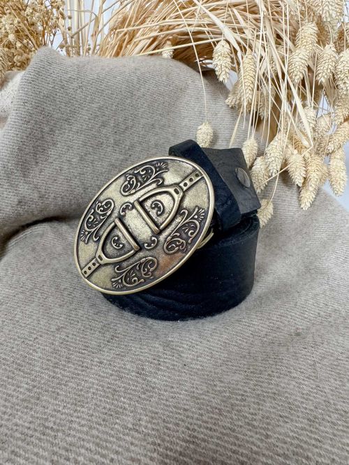 Hebilla ovalada estribo oro viejo