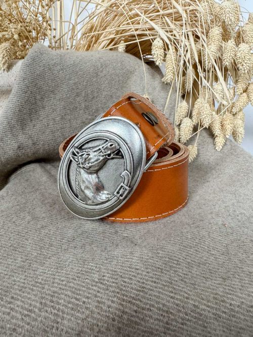 Hebilla ovalada caballo plata