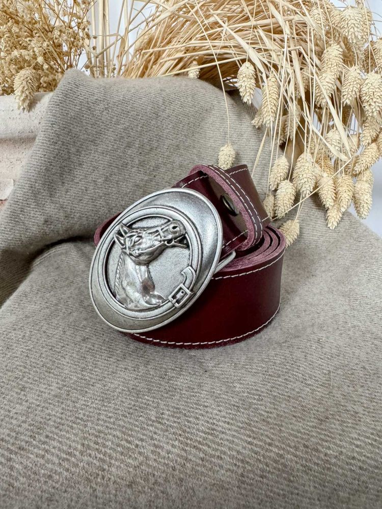 Hebilla ovalada caballo plata