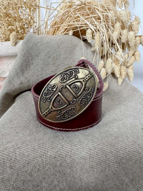 Hebilla ovalada estribo oro viejo