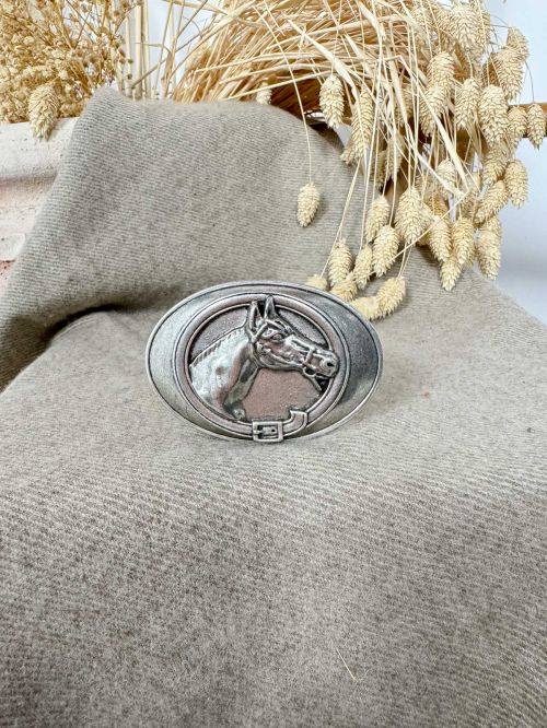 Hebilla ovalada caballo plata