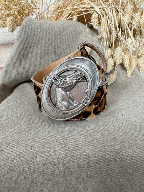 Hebilla ovalada caballo plata