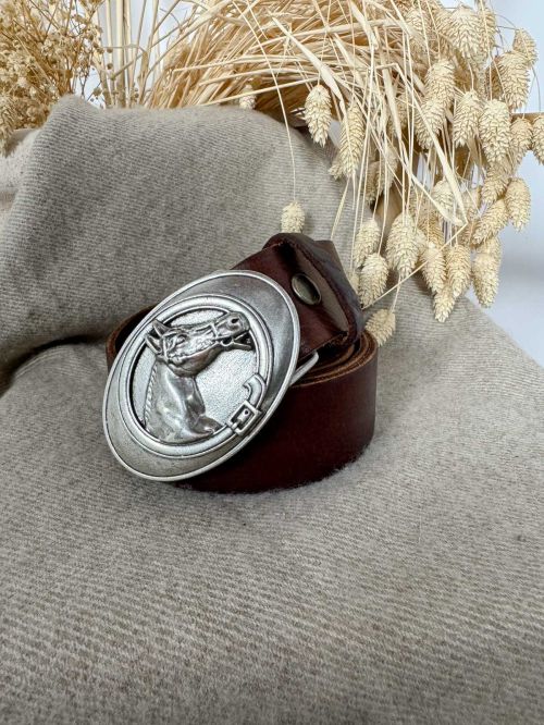 Hebilla ovalada caballo plata