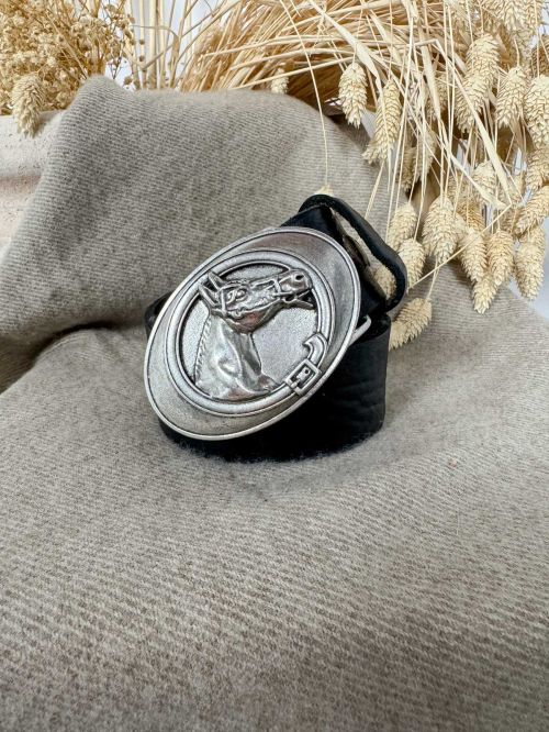 Hebilla ovalada caballo plata