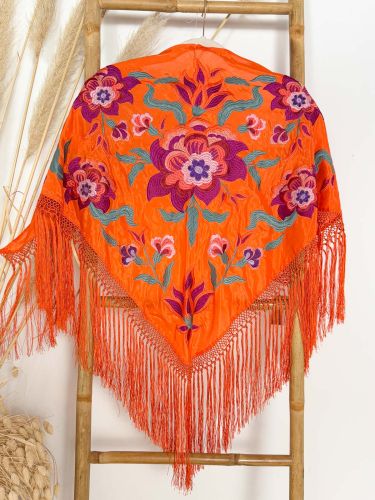 Mantón Carmela naranja