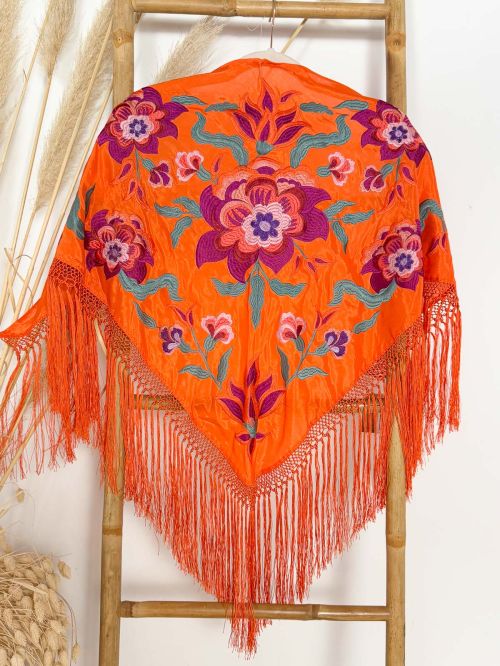 Mantón Carmela naranja