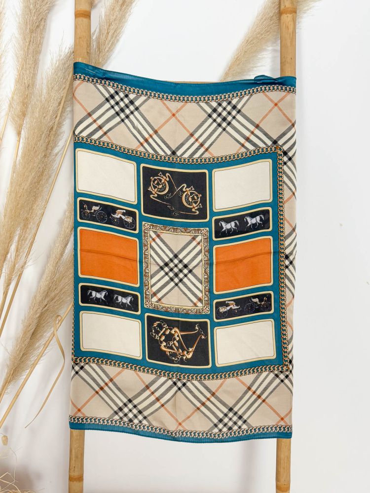 Pañuelo seda 70x70 buberry con... Pañuelo seda 70x70 buberry con...