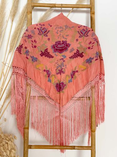 Mantón Catalina salmón