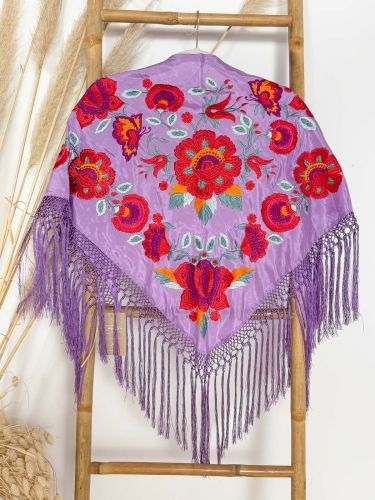 Mantón seda Araceli malva