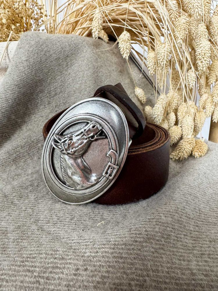 Hebilla ovalada caballo plata