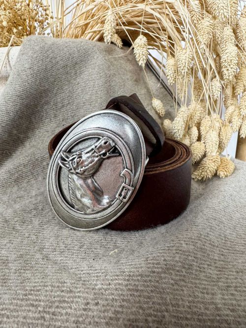 Hebilla ovalada caballo plata