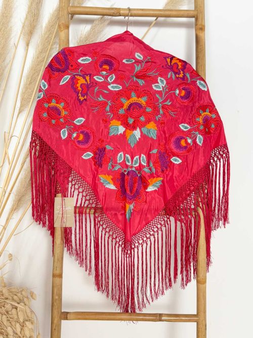 Mantón seda Araceli rojo