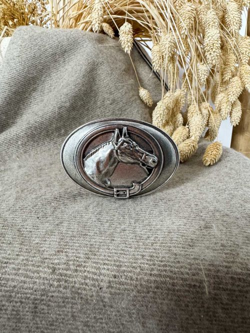 Hebilla ovalada caballo plata