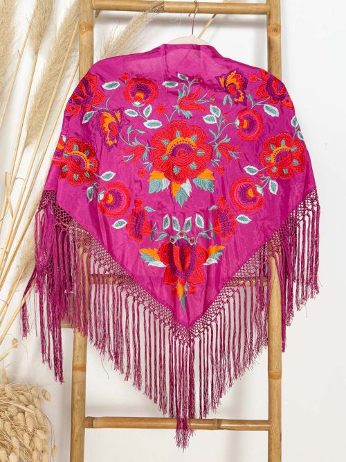 Mantón seda Araceli buganvilla