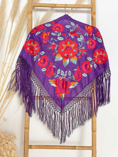 Mantón seda Araceli morado