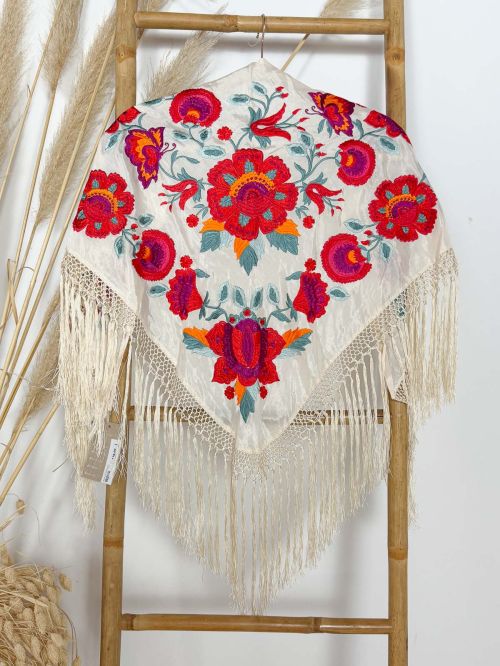 Mantón seda Araceli crudo