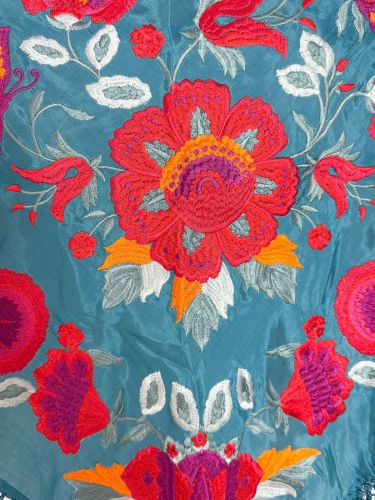 Mantón seda Araceli azul añil 2