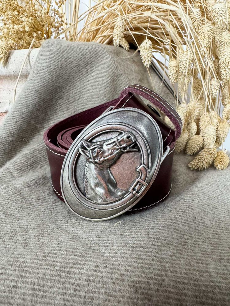 Hebilla ovalada caballo plata