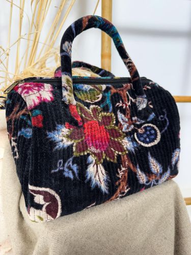 Bolso antelina negro floreado