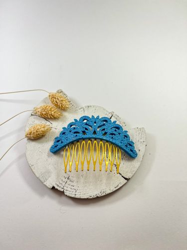 Peinecillo resina corona enredadera azul