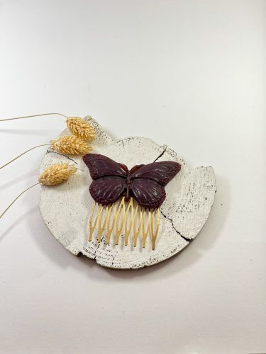 Peinecillo resina mariposa marrón chocolate