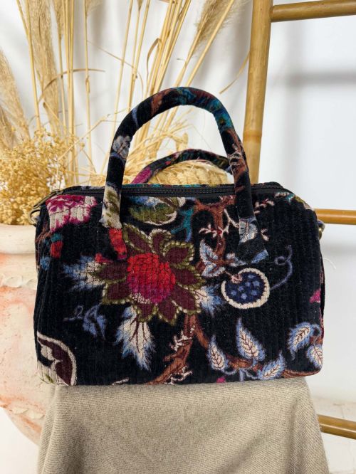 Bolso antelina negro floreado