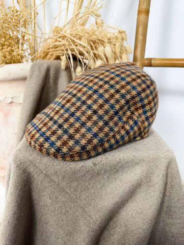 Gorra invierno CAMPERO camel cuadros azul y teja