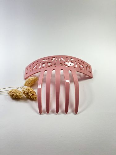 Peineta acetato enredadera rosa bebé