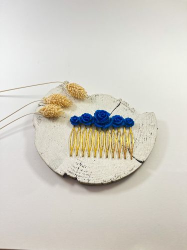 Peinecillo resina 5 rosas azul añil