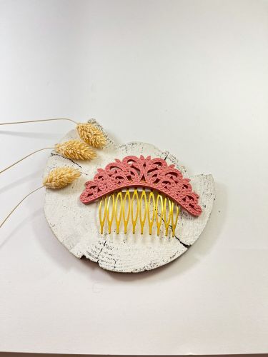 Peinecillo resina corona enredadera rosa bebé