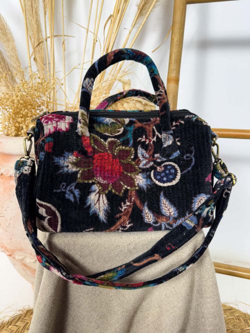 Bolso antelina negro floreado