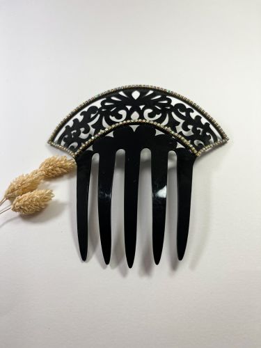 Peineta brillitos acetato negra