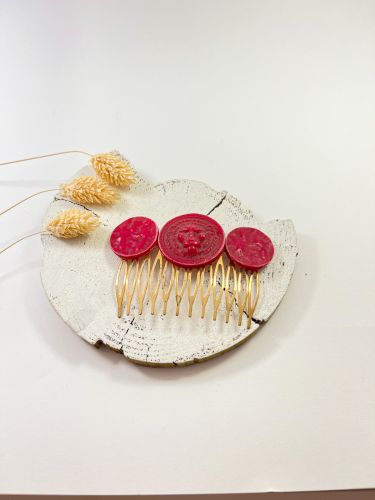 Peinecillo resina moneda león y moneda lisa buganvilla