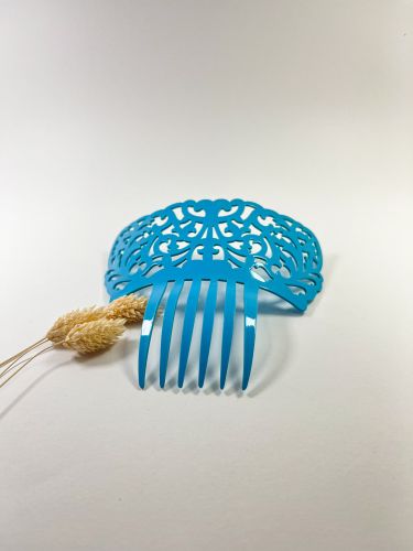 Peineta acetato enredadera 5,5 cm celeste