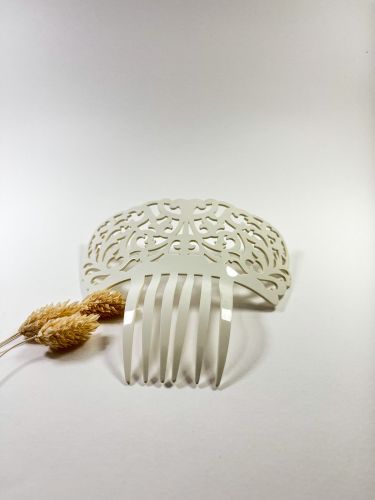 Peineta acetato enredadera 5,5 cm blanca