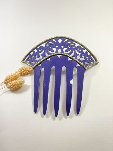 Peineta brillitos morado