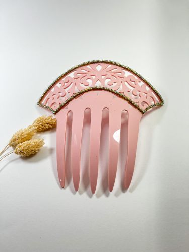 Peineta brillitos acetato rosa bebé