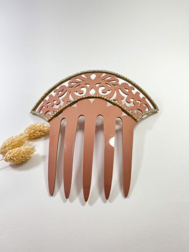 Peineta brillitos beige