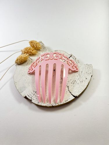 Peineta niña enredadera alargada acetato rosa bebé