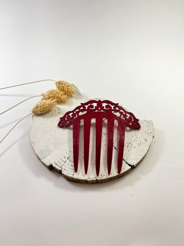 Peineta niña enredadera alargada acetato granate