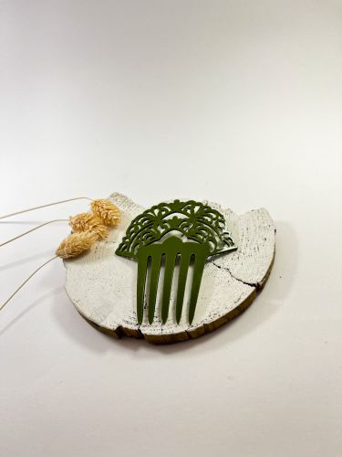 Peineta niña enredadera acetato verde botella